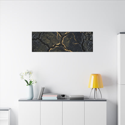 Overcast Cracked Earth Canvas Art - Dark Japandi Ma