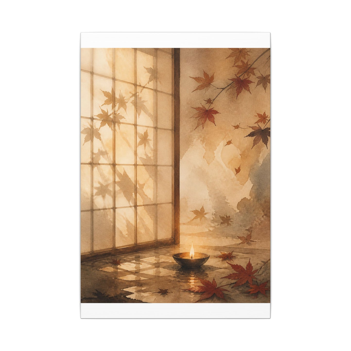 Candlelight Shoji Screen Canvas Art - Japandi Ma