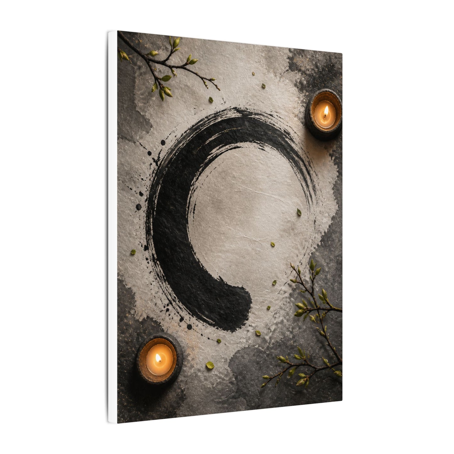 Candlelight Ink Brushstroke Canvas Art - Zen Ma