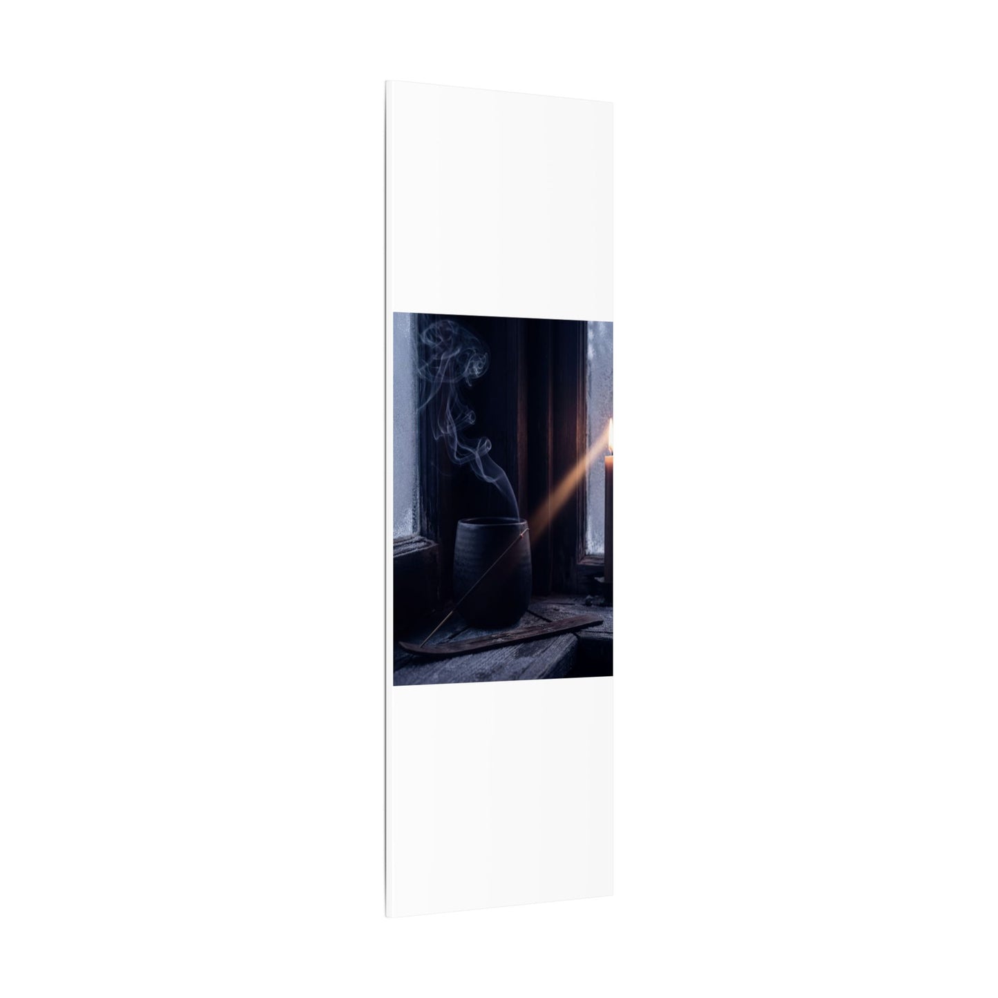 Incense Smoke Winter Canvas Art | Dark Japandi Sophisticated Design