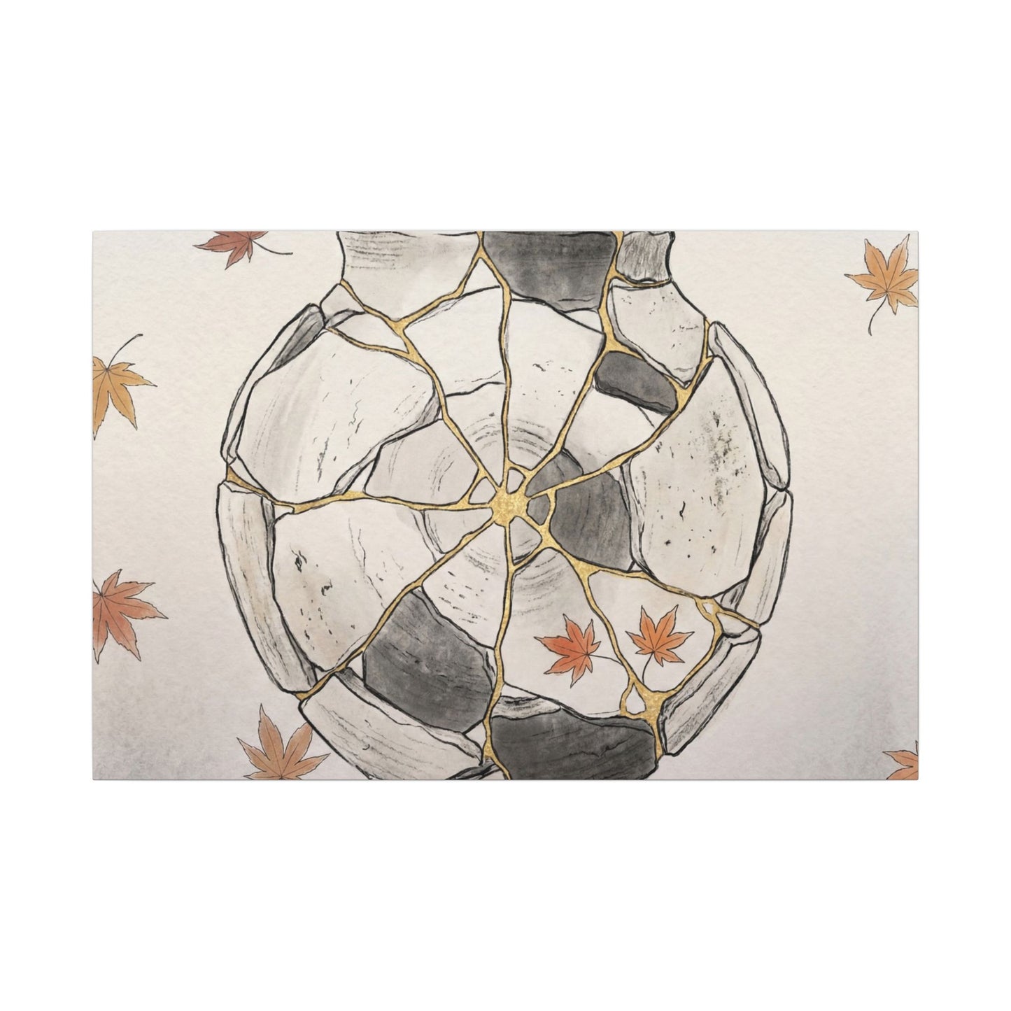 Japandi Broken Pottery in Dawn | Minimal Line Canvas Art Art Print