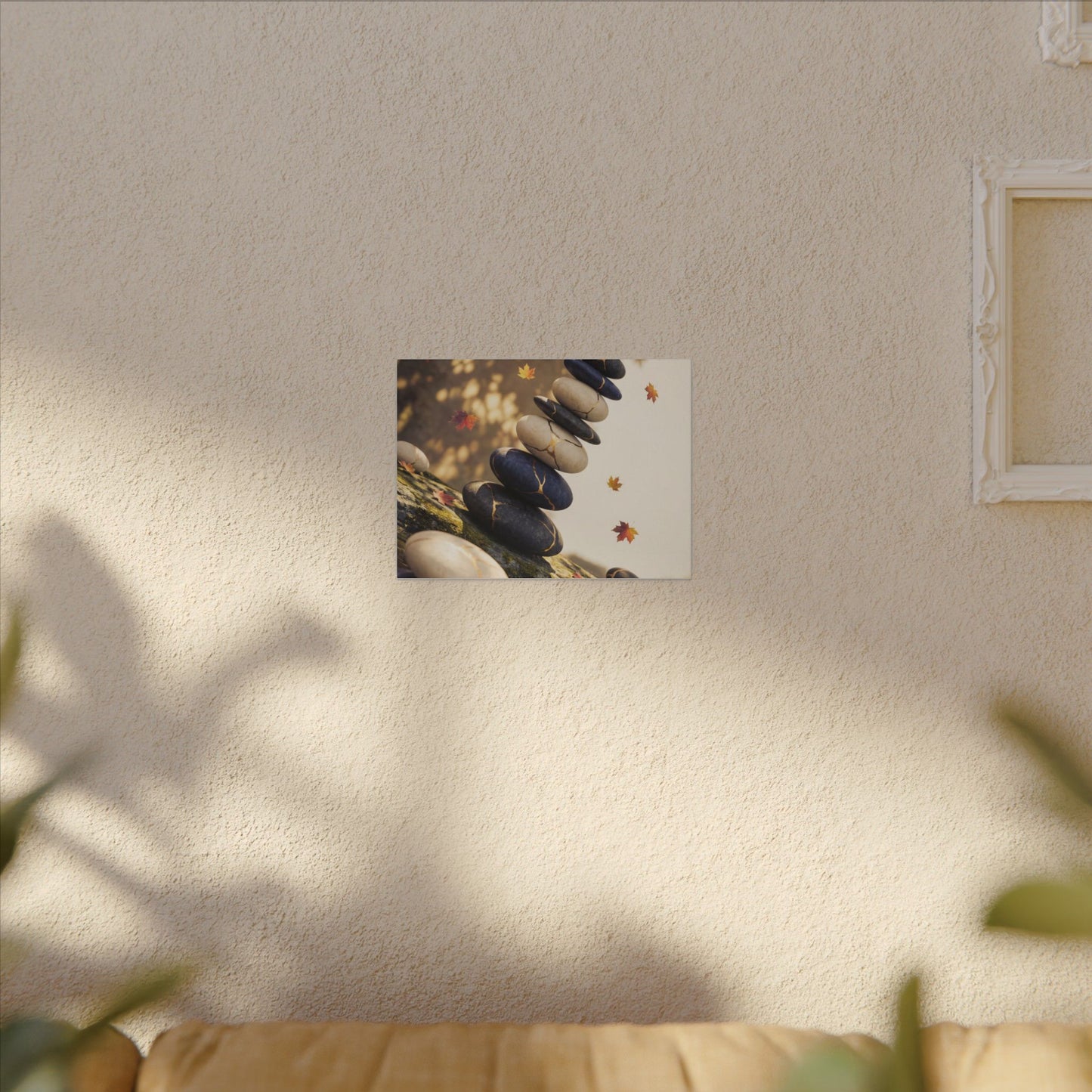Ma River Stones Canvas Art - Kintsugi Gold Vein