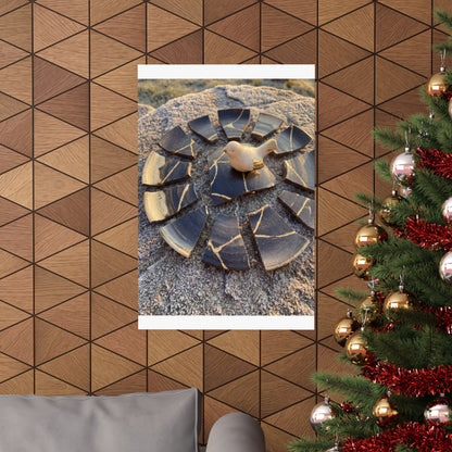 Kintsugi Broken Pottery in Golden Hour | Gold Repair Wall Art Print