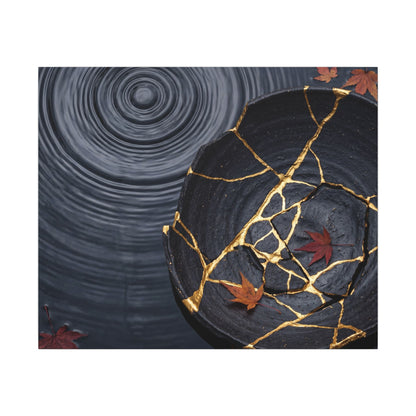 Philosophical Water Ripple Canvas Art - Gold Repair Kintsugi