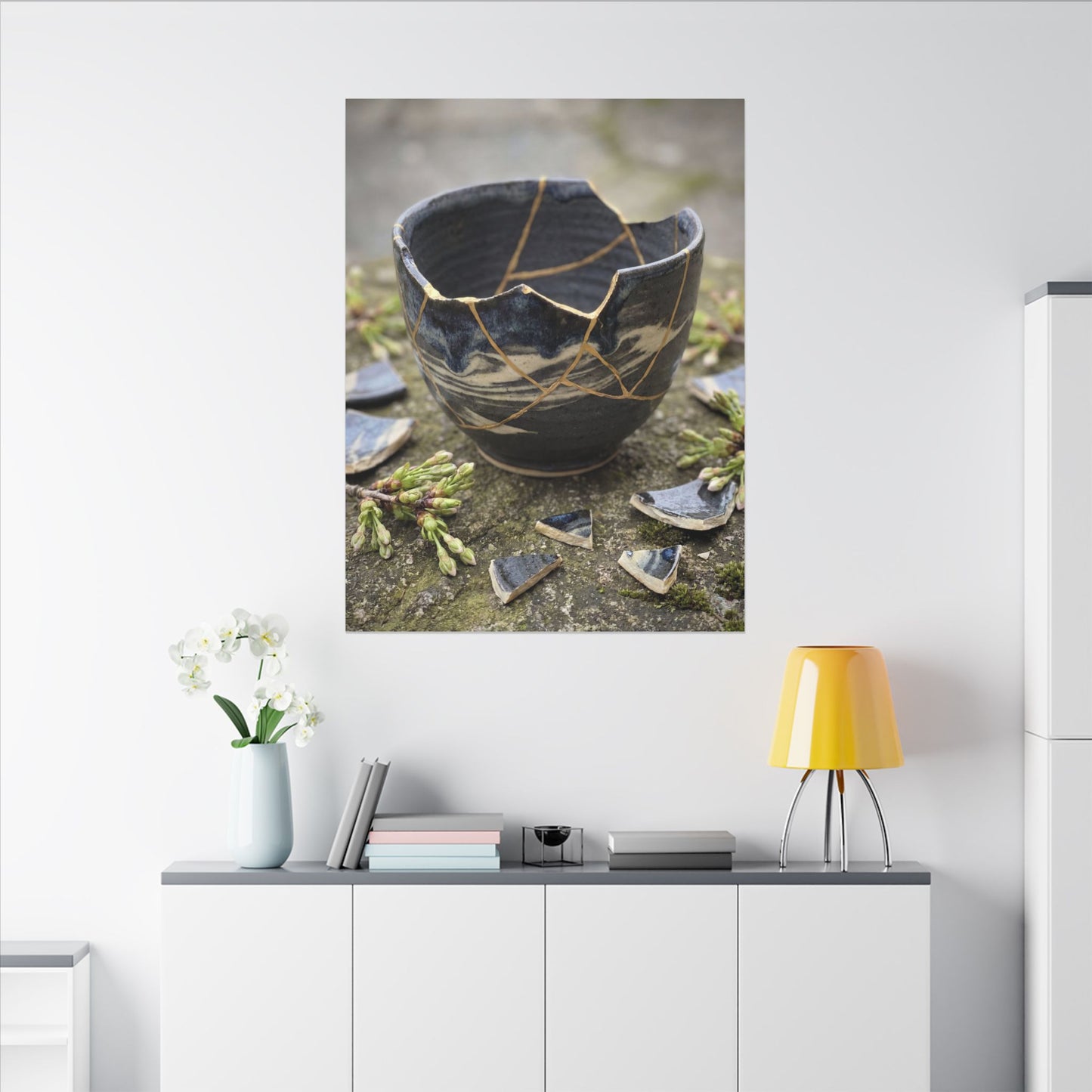Datsuzoku Ceramic Bowl Canvas Art - Kintsugi Gold Repair