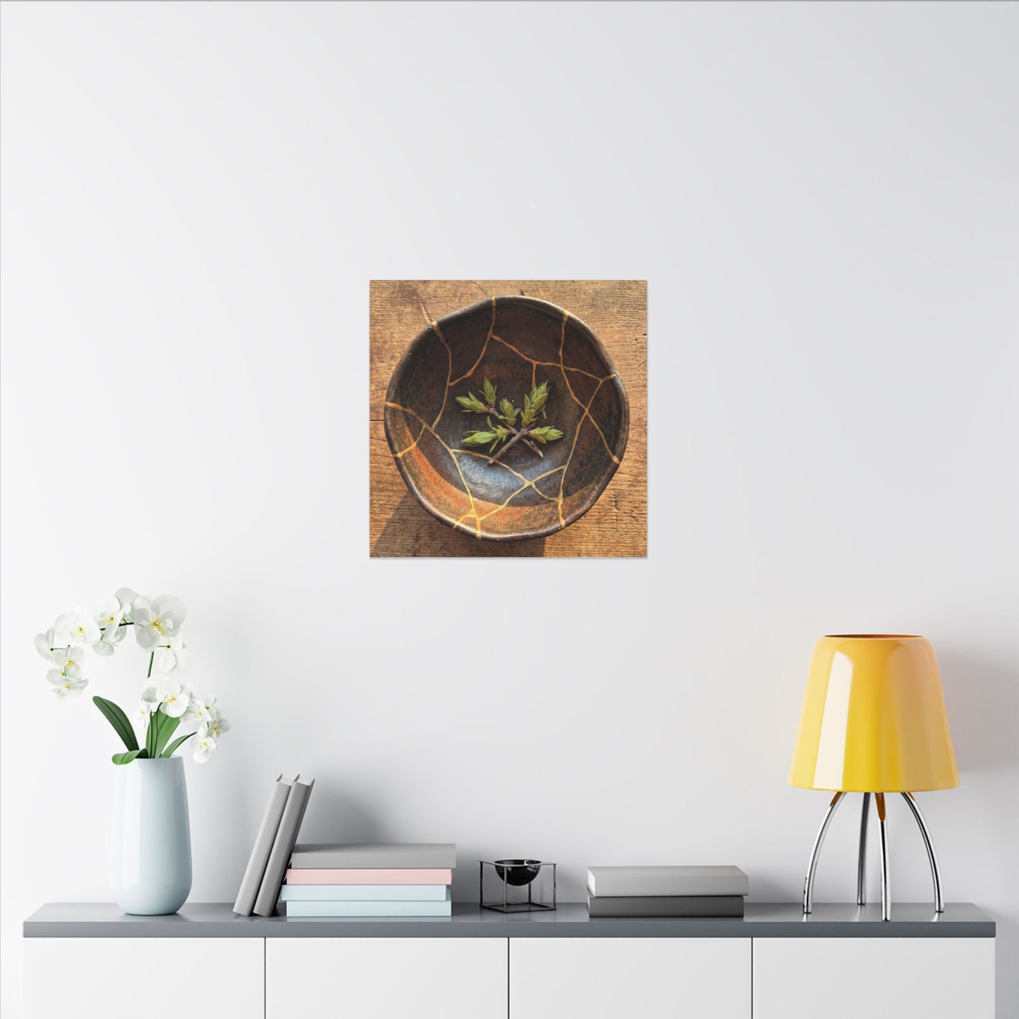 Ceramic Bowl Gold Repair Canvas Art | Resilient Kintsugi Art