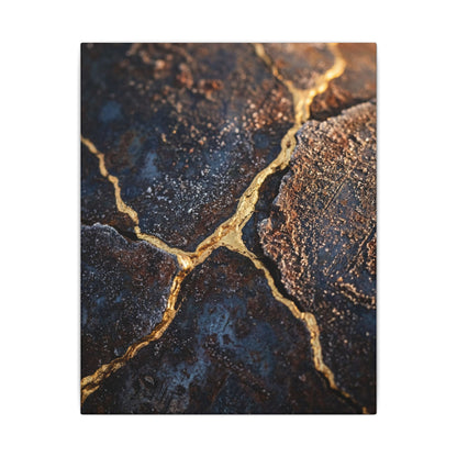 Winter Rust Patina Gold Vein Canvas Art | Resilient Decor