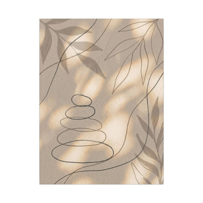 River Stones Minimal Line Canvas Art | Earthy Japandi Art