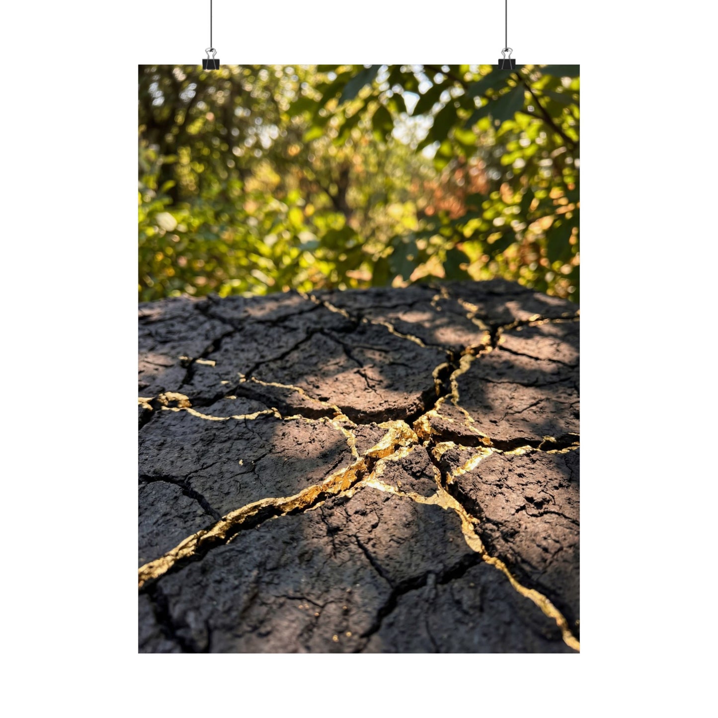 Cracked Earth Wall Art Print | Summer Kintsugi Gold Repair Art Art Print