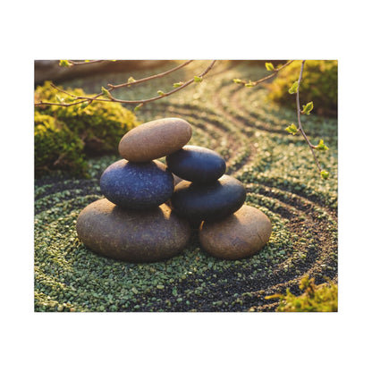 Zen River Stones in Golden Hour | Karesansui Canvas Art