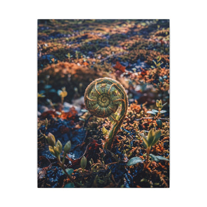 Kintsugi Fern Unfurling in Dappled | Gold Vein Canvas Art