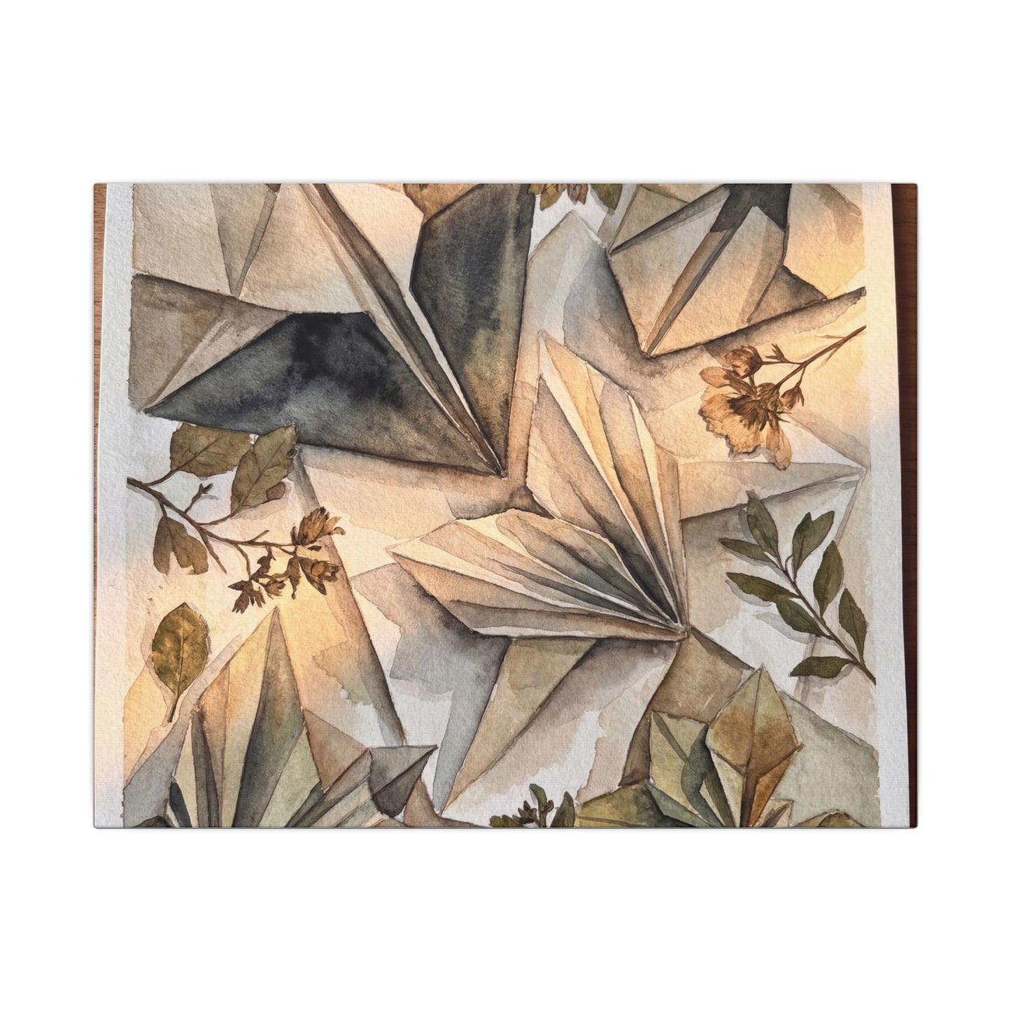 Golden Hour Paper Fold Canvas Art - Japandi Seijaku Art Print