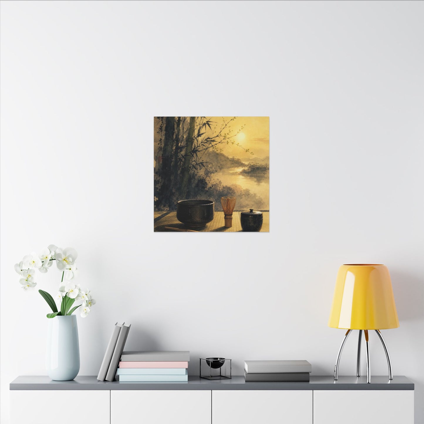 Tea Ceremony Sumi E Canvas Art | Contemplative Zen Art
