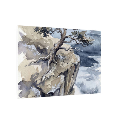 Pine Tree Canvas Art | Winter Japandi Watercolor Art