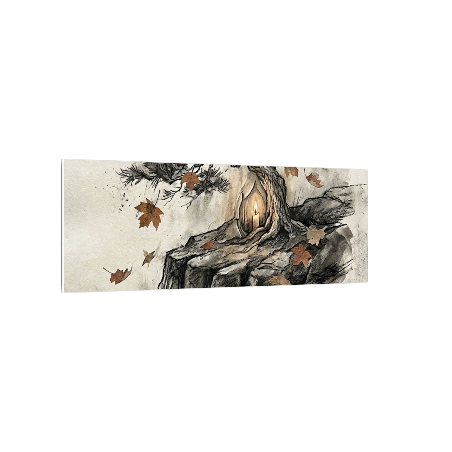 Pine Tree Autumn Canvas Art | Japandi Earthy Design