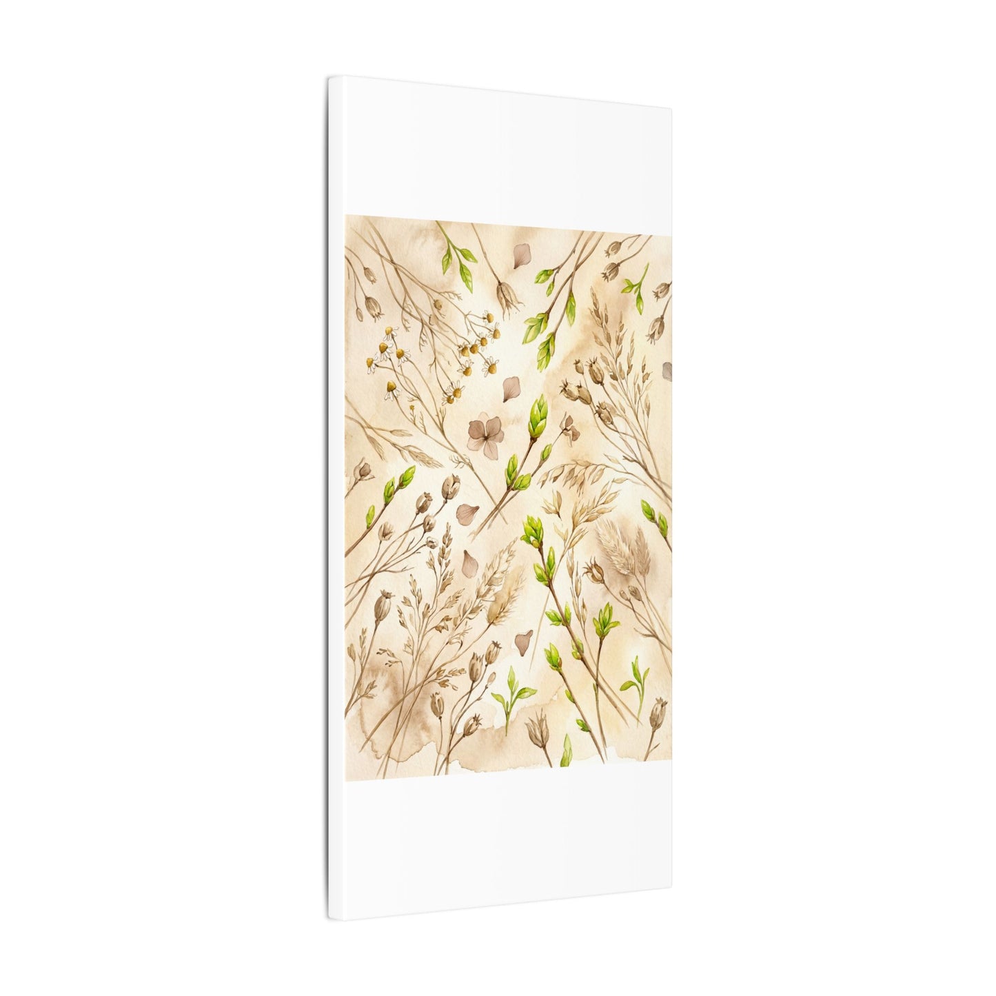 Spring Dried Flowers Watercolor Canvas Art | Earthy Decor