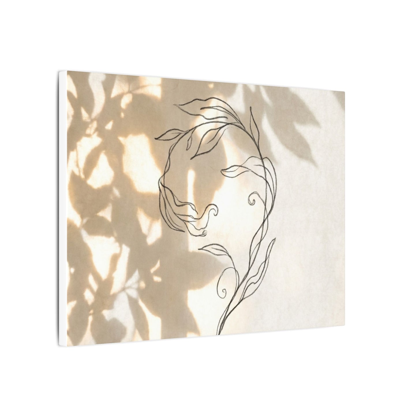 Warm Shoji Screen Canvas Art - Minimal Line Japandi