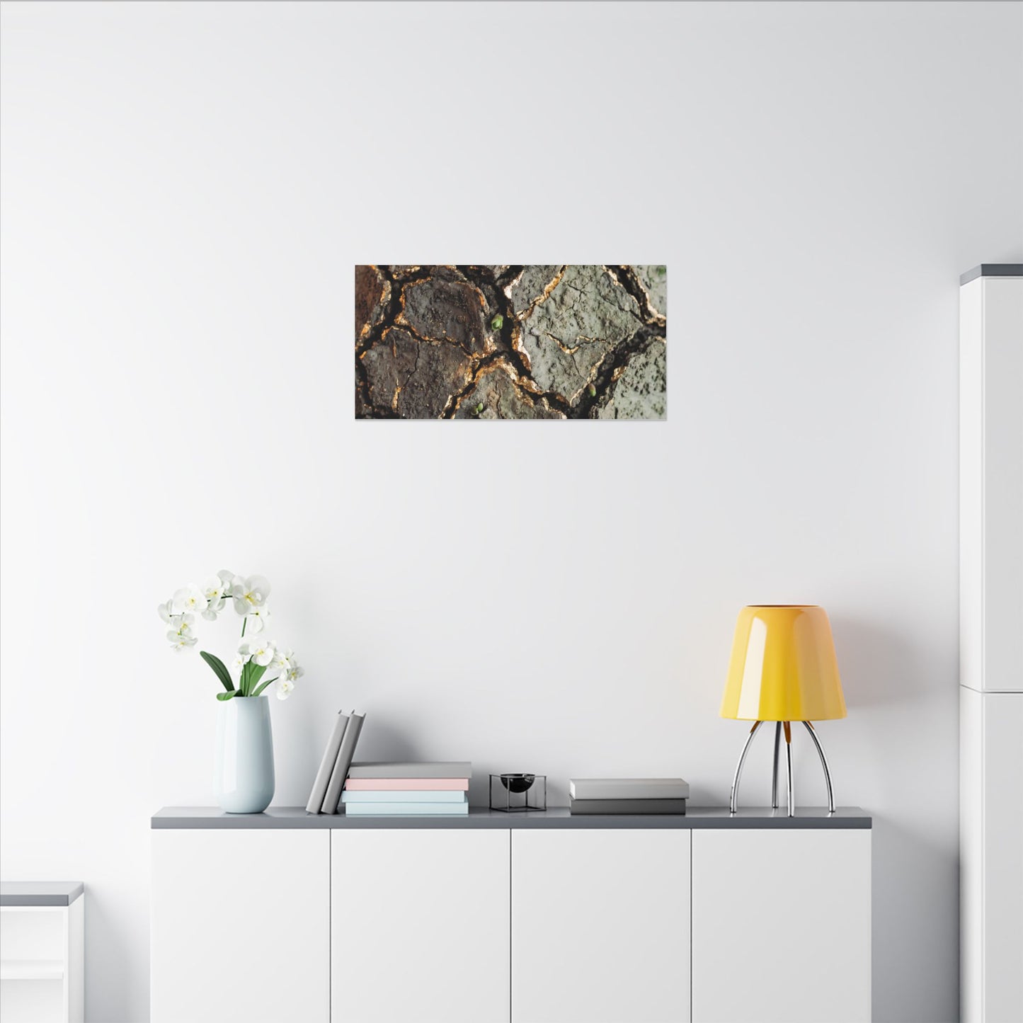 Earthy Cracked Earth Canvas Art - Japanese Pattern Japandi