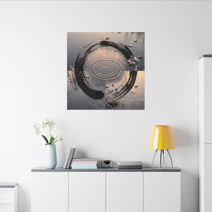 Winter Water Ripple Enso Canvas Art | Tranquil Decor