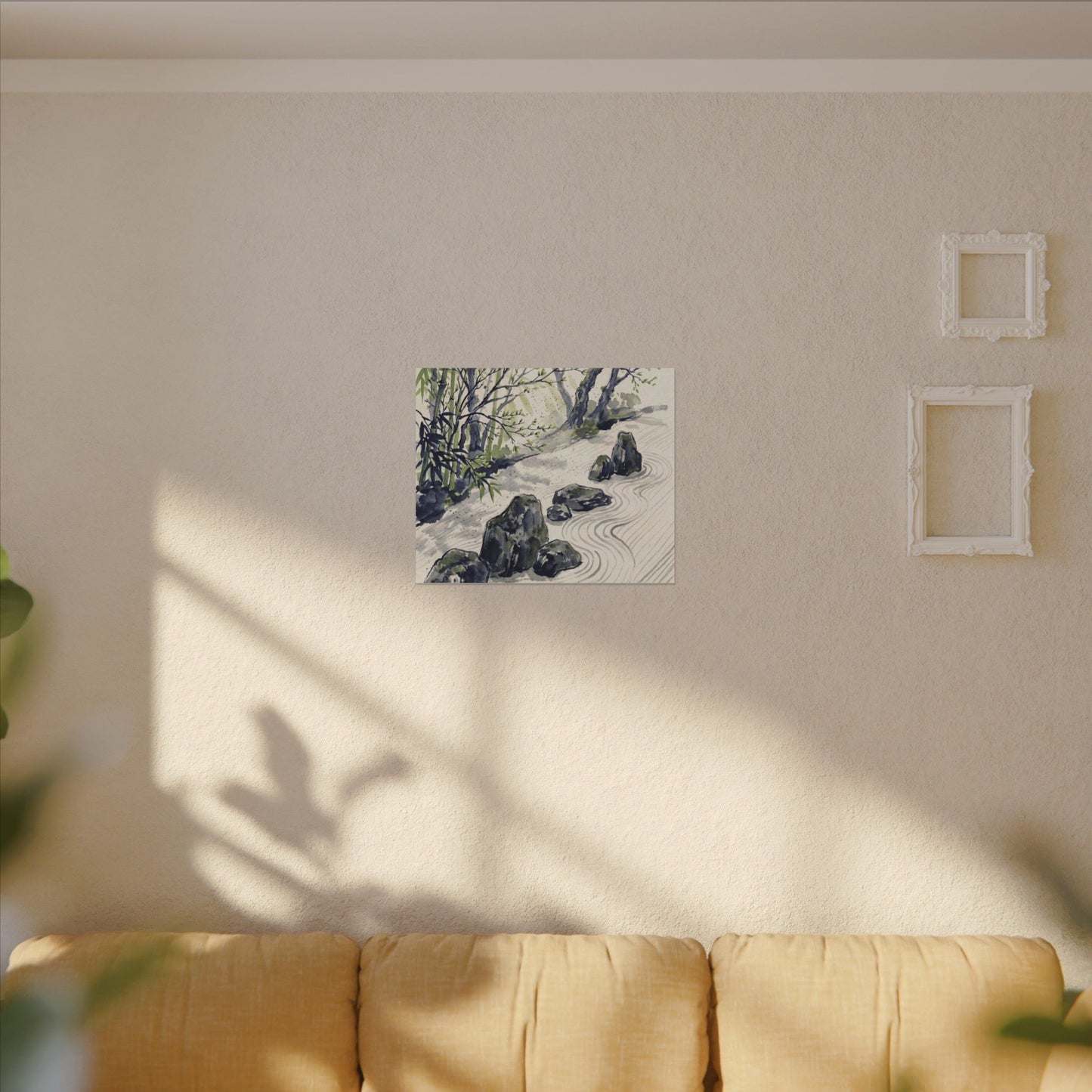 Dappled Rock Garden Canvas Art - Zen Mono No Aware
