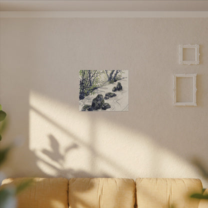 Dappled Rock Garden Canvas Art - Zen Mono No Aware