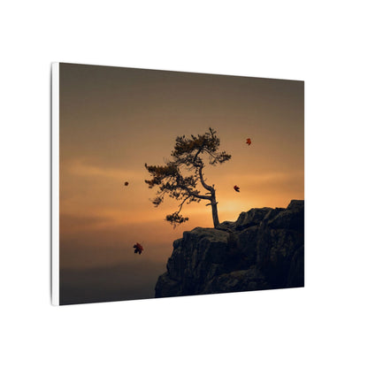 Dark Japandi Pine Tree in Golden Hour | Moody Minimal Canvas Art