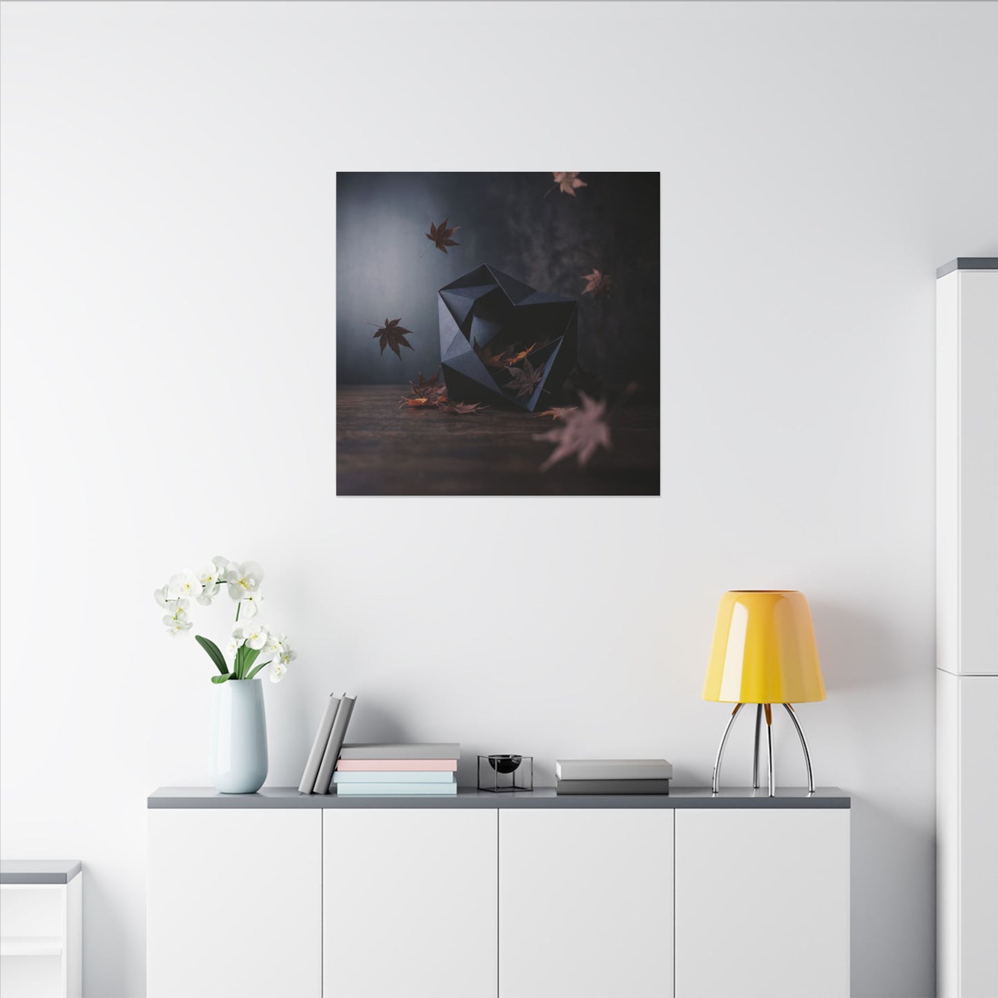 Dark Japandi Paper Fold in Dawn | Shadow Zen Canvas Art