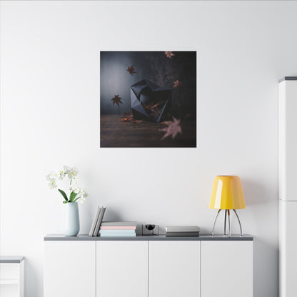Dark Japandi Paper Fold in Dawn | Shadow Zen Canvas Art