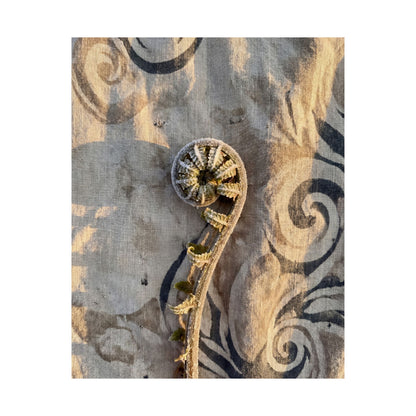Fern Unfurling Winter Wall Art Print | Japandi Warm Design