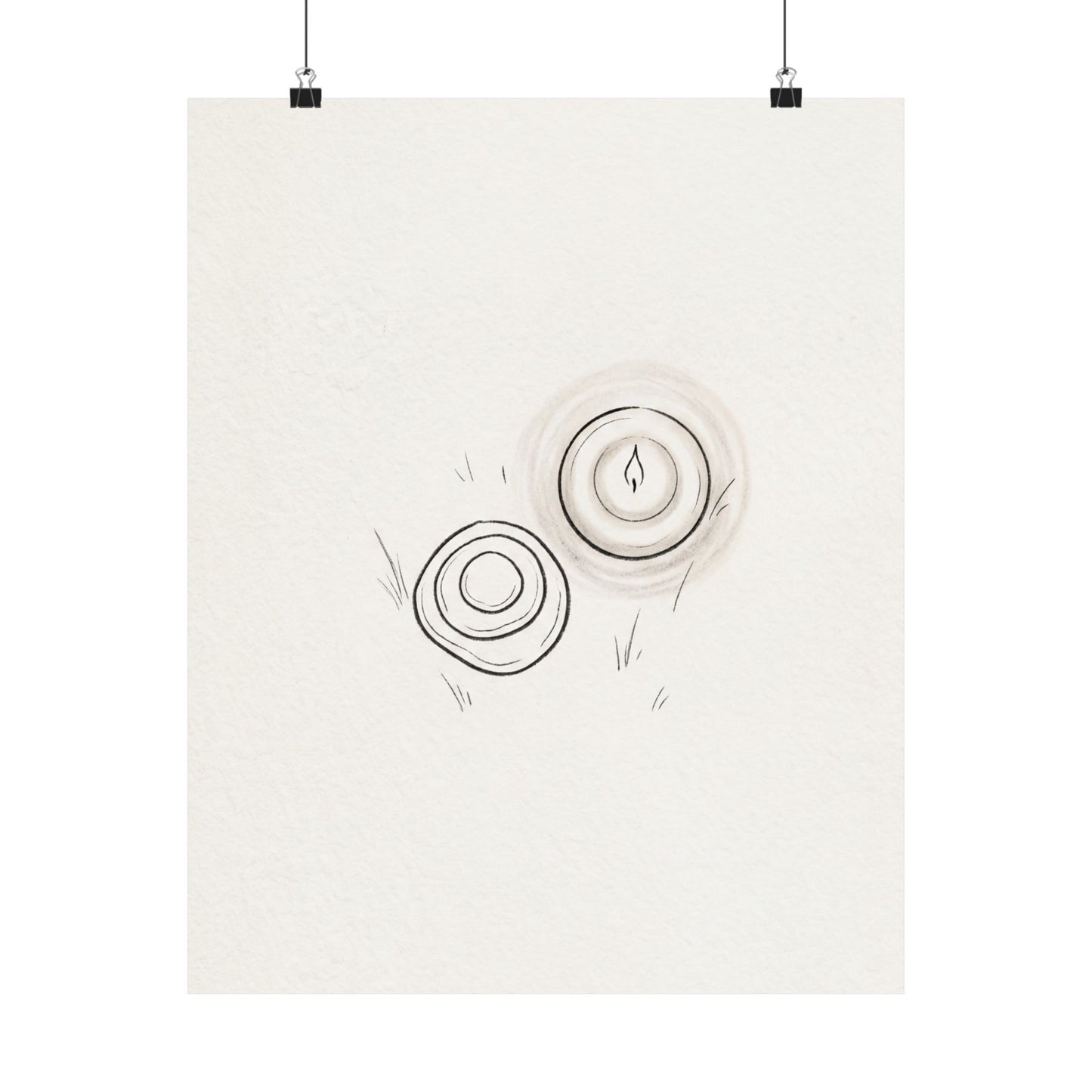 River Stones Minimal Line Wall Art Print | Neutral Japandi Art