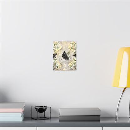 Zen Rock Garden in Golden Hour | Sumi E Canvas Art