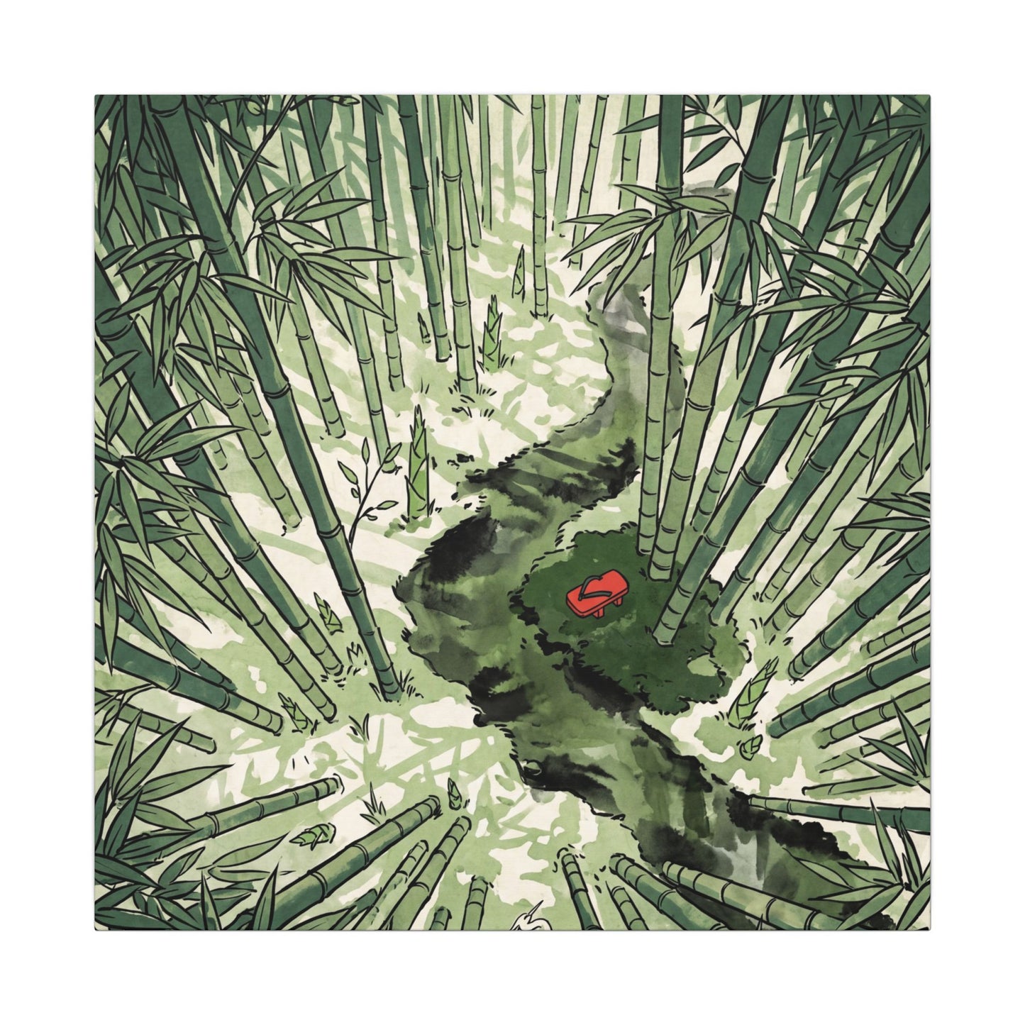 Peaceful Bamboo Grove Canvas Art - Ukiyo E Inspired Zen