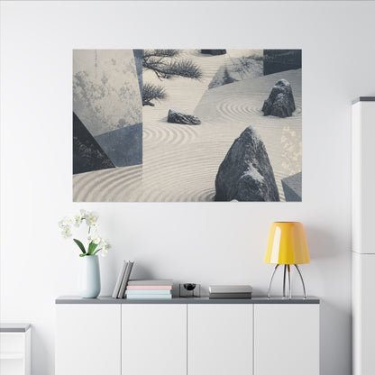 Seijaku Rock Garden Canvas Art - Zen Ukiyo E Inspired