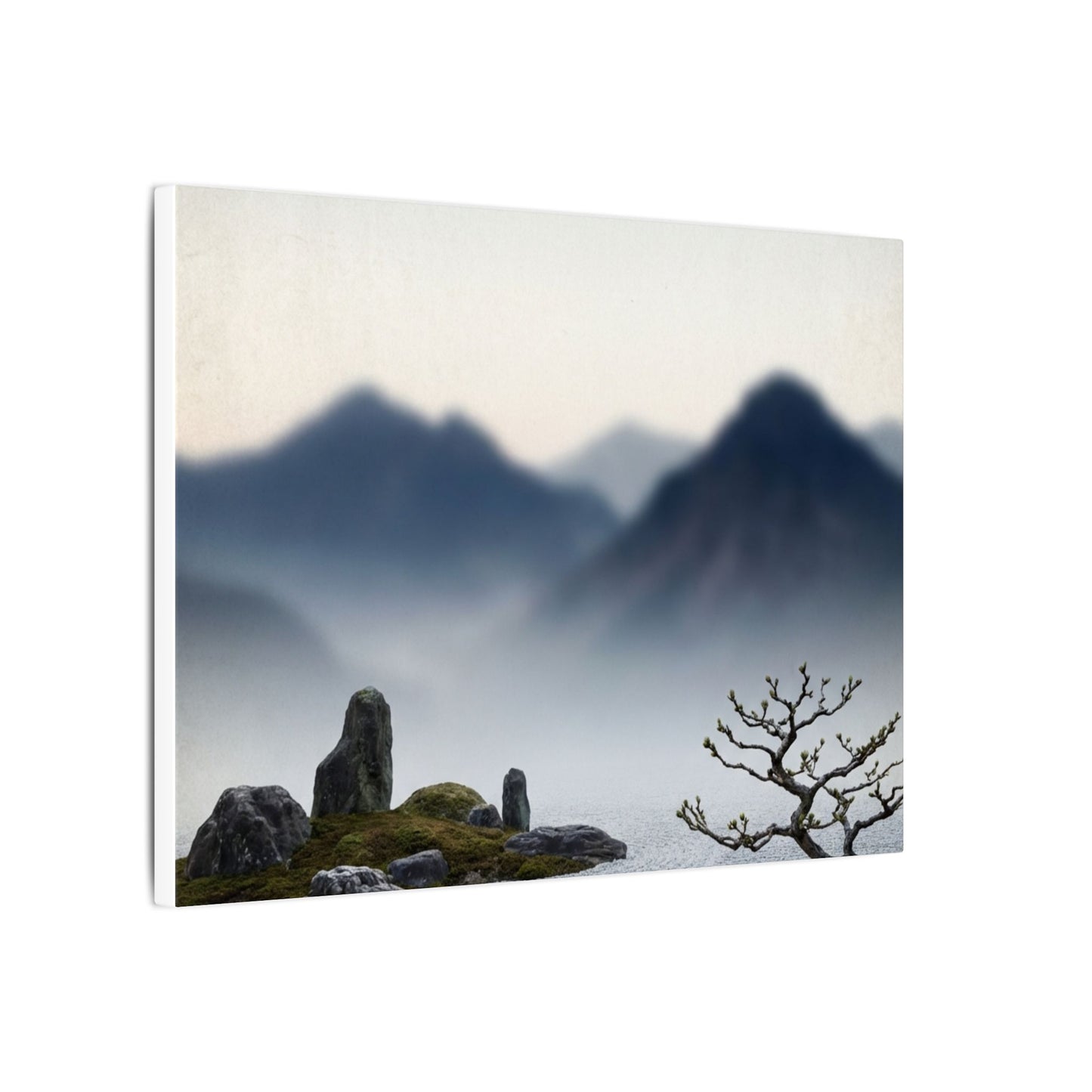 Mountain Mist Karesansui Canvas Art | Contemplative Zen Art