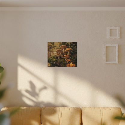 Spring Wild Mushrooms Herbarium Canvas Art | Earthy Decor