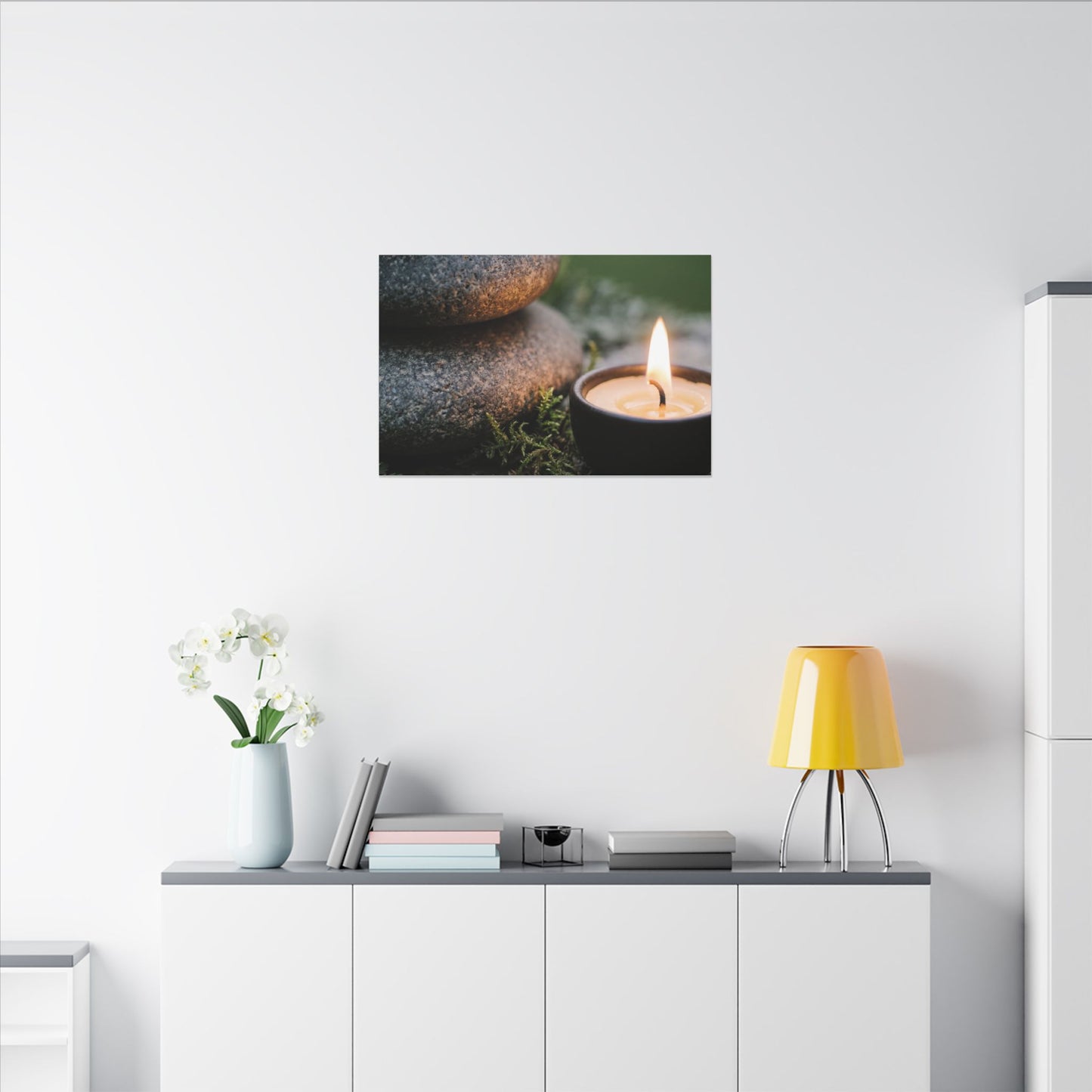 Warm River Stones Canvas Art - Japanese Pattern Japandi