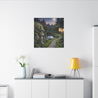 Spring Moonlit Garden Gold Vein Canvas Art | Resilient Decor