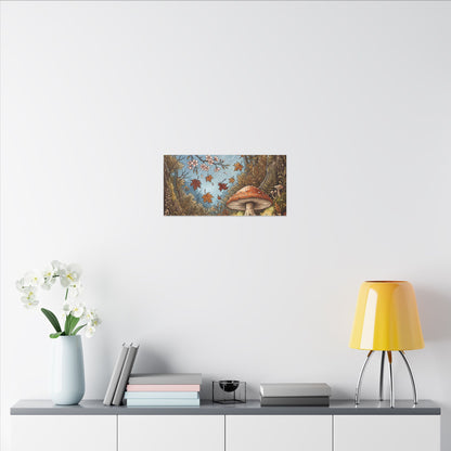 Autumn Cherry Blossom Mushroom Illustration Canvas Art | Enchanting Decor