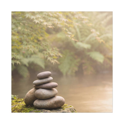 Cozy River Stones Canvas Art - Japanese Pattern Japandi