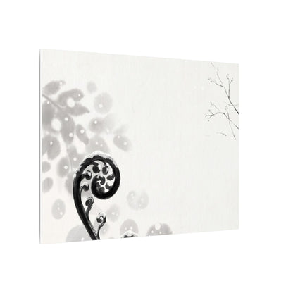Winter Fern Unfurling Ukiyo E Inspired Canvas Art | Peaceful Decor