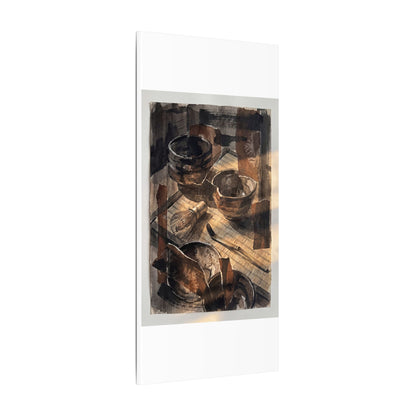 Tea Ceremony Charcoal Ink Canvas Art | Luxurious Dark Japandi Art