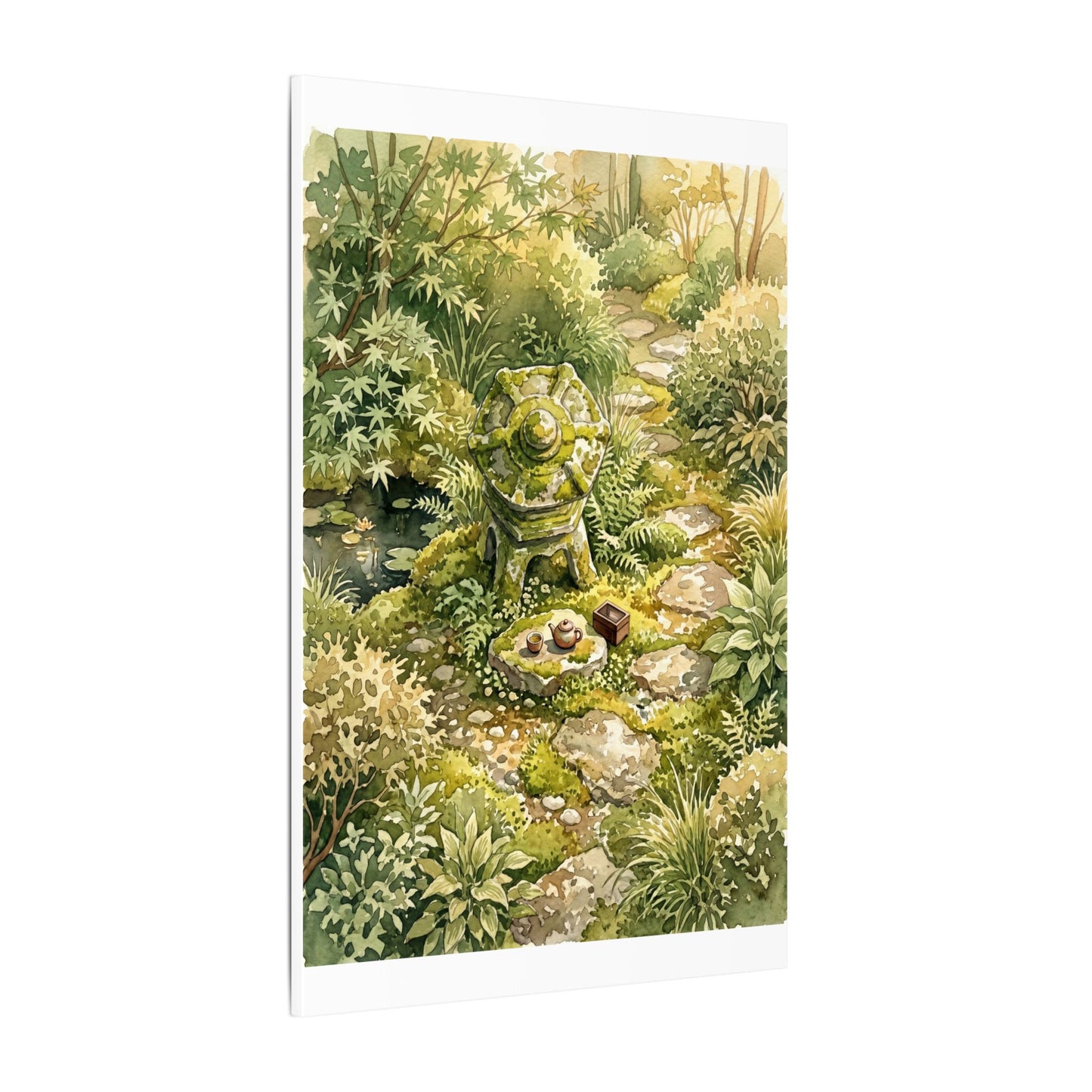 Datsuzoku Stone Lantern Canvas Art - Japandi Watercolor