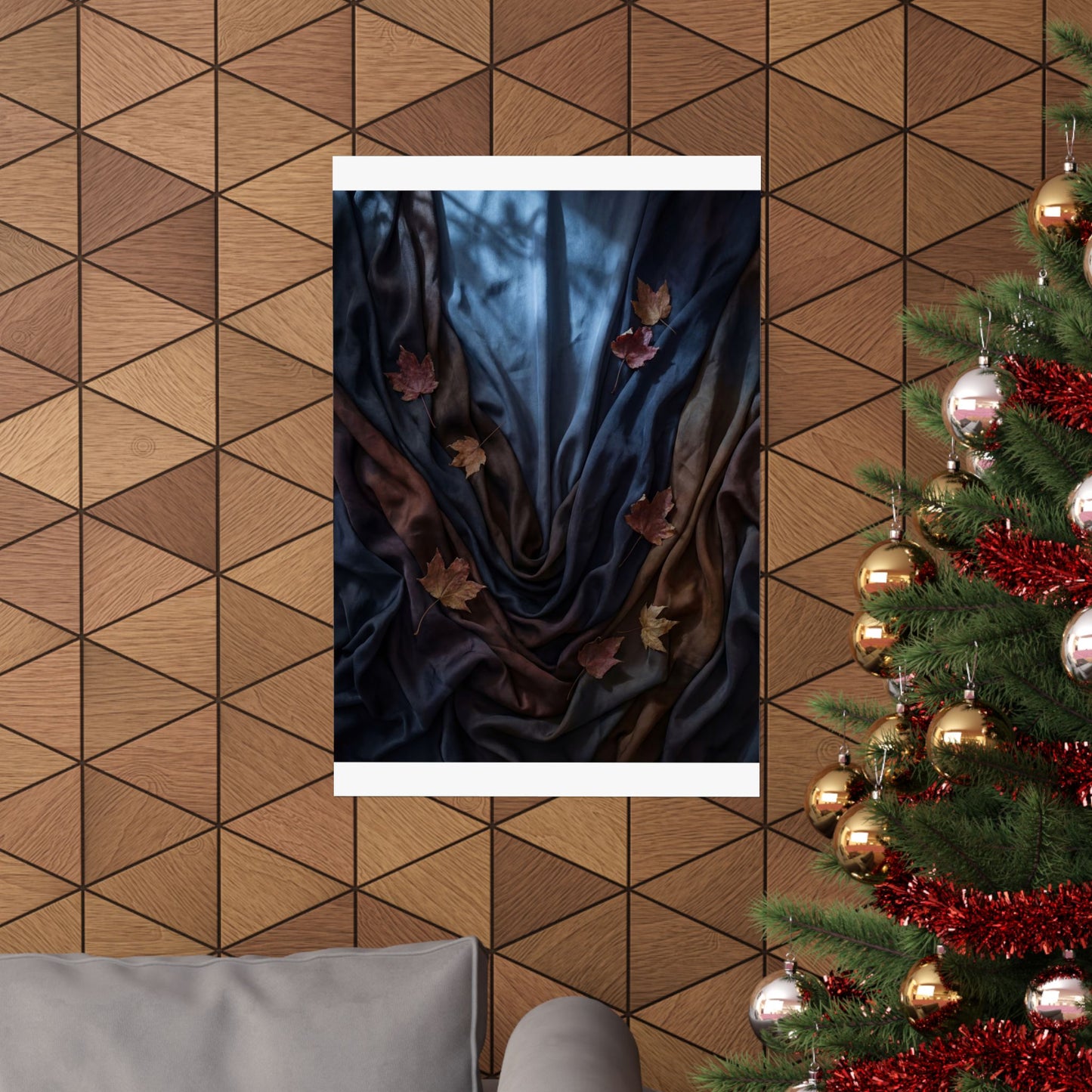 Silk Drape Autumn Wall Art Print | Dark Japandi Atmospheric Design