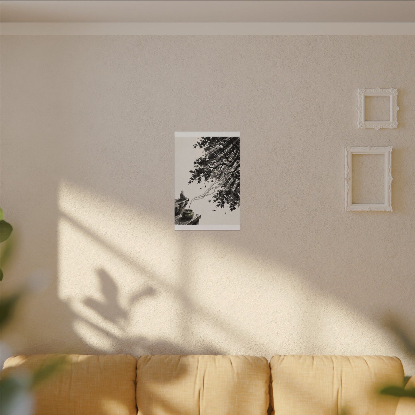 Serene Incense Smoke Canvas Art - Ukiyo E Inspired Zen
