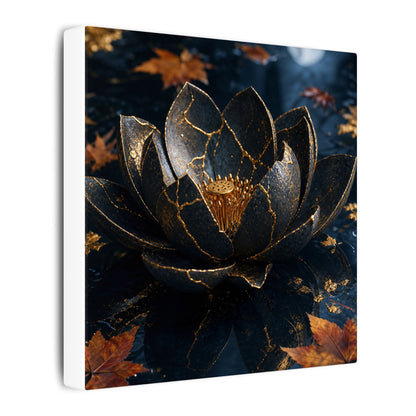 Moonlight Lotus Flower Canvas Art - Kintsugi Fukinsei