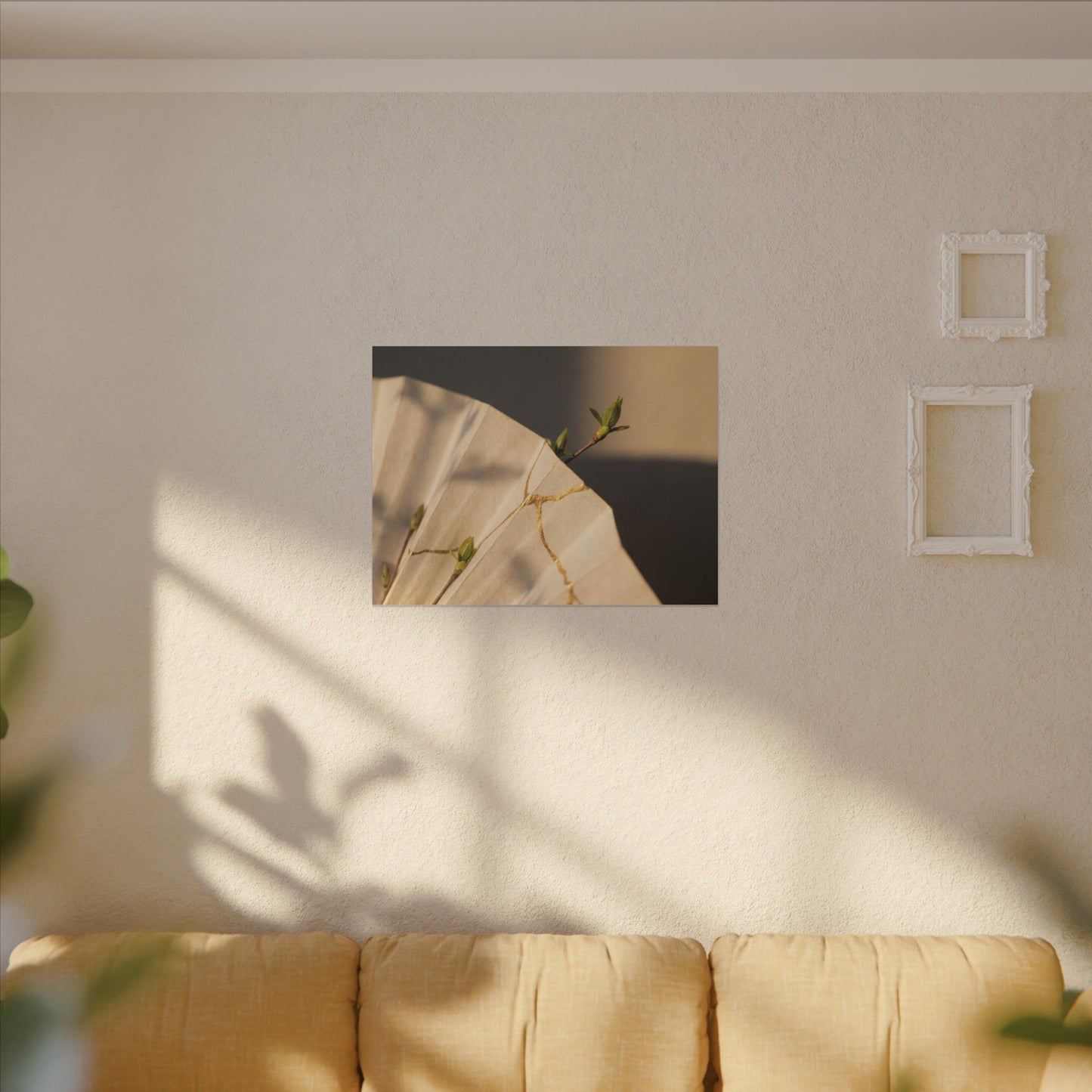 Paper Fold Gold Vein Canvas Art | Healing Kintsugi Art