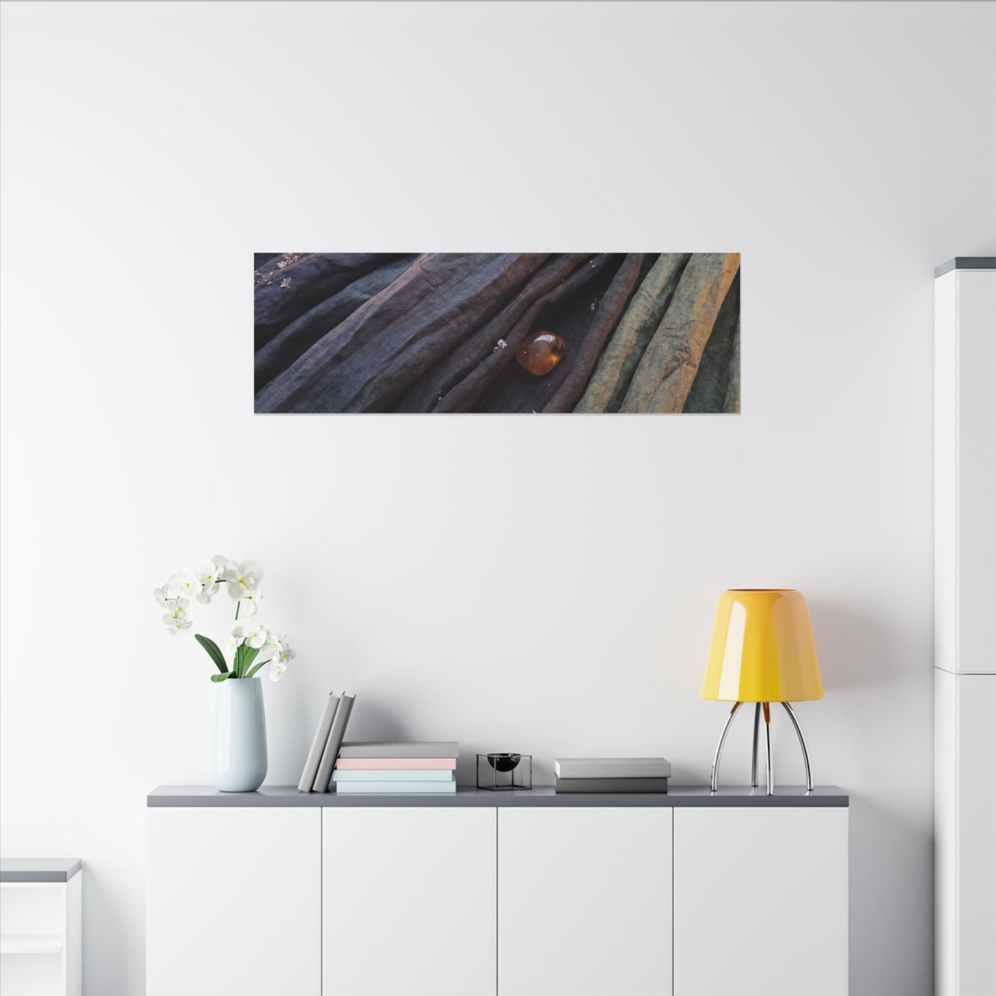Silk Drape Shadow Zen Canvas Art | Moody Dark Japandi Art