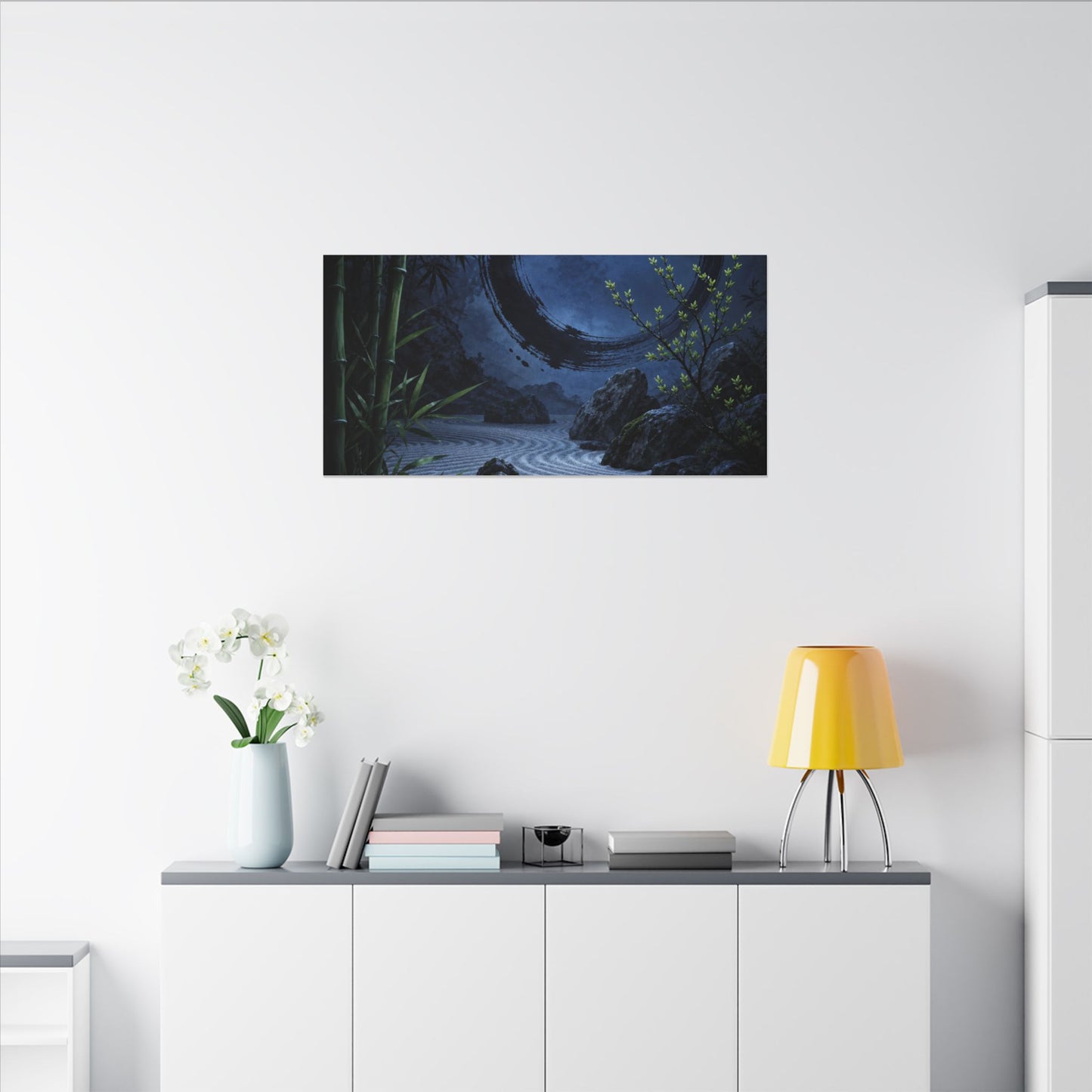 Serene Rock Garden Canvas Art - Enso Zen