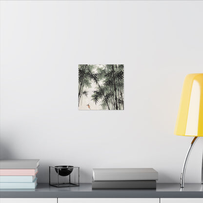 Zen Bamboo Grove in Overcast | Sumi E Canvas Art