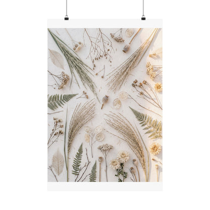 Cozy Dried Flowers Wall Art Print - Japanese Pattern Japandi